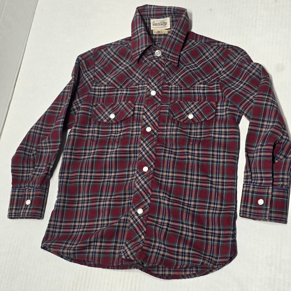 Vintage Plaid  Western Shirt Pear Snap Childs Size 4 Quality